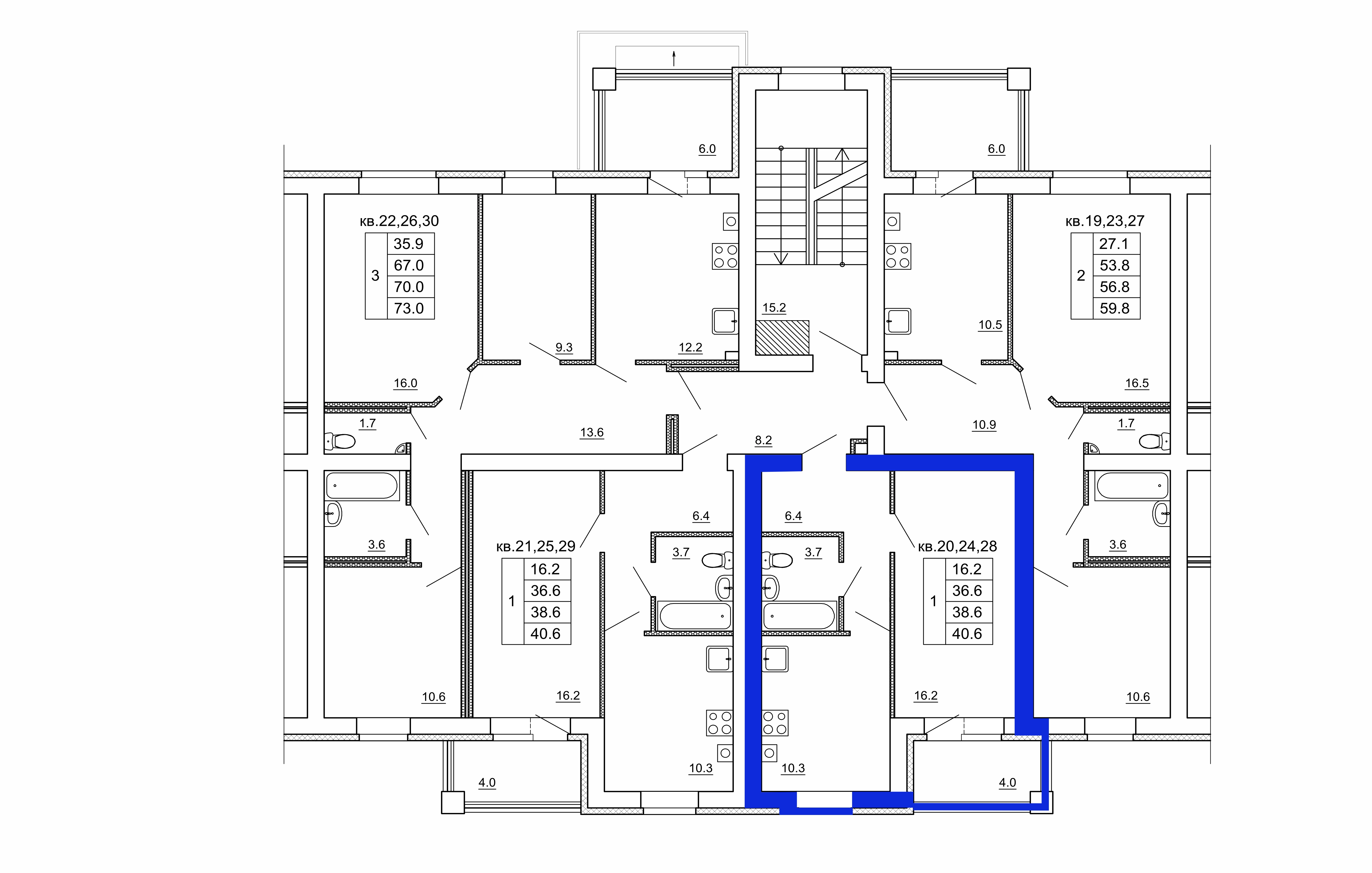 1-комнатная, 40 м² 1