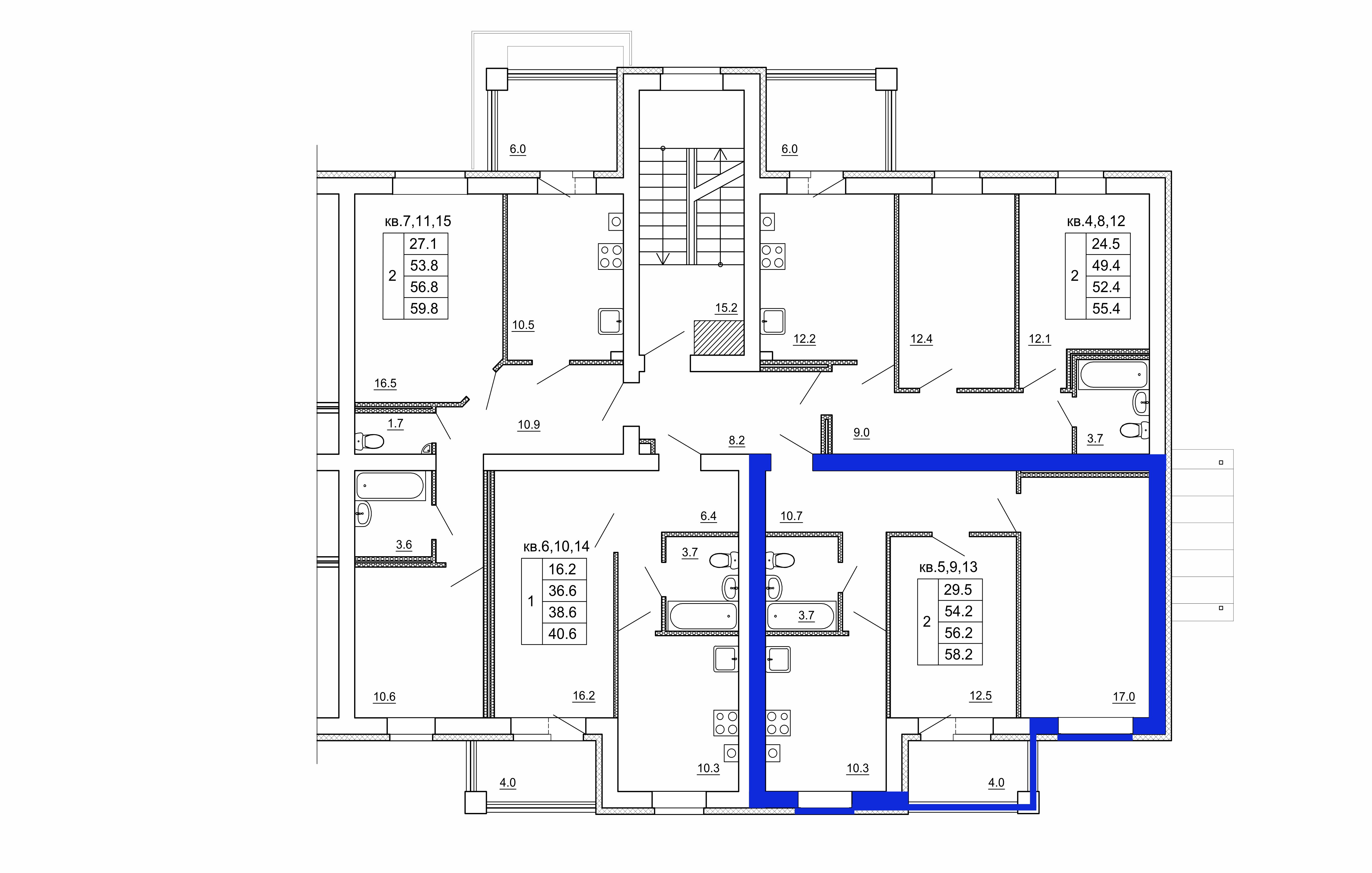 2-комнатная, 58 м² 1